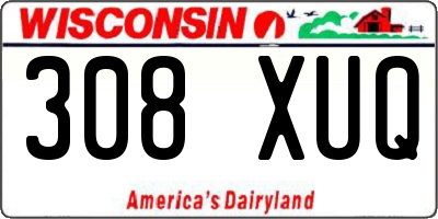 WI license plate 308XUQ