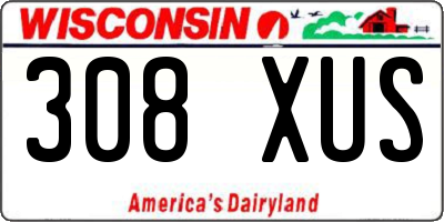 WI license plate 308XUS