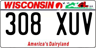 WI license plate 308XUV