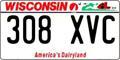 WI license plate 308XVC