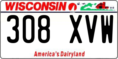 WI license plate 308XVW
