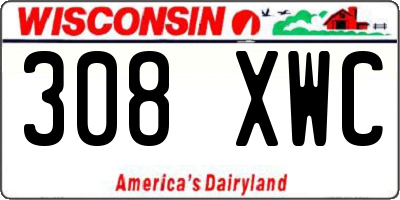WI license plate 308XWC