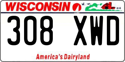 WI license plate 308XWD