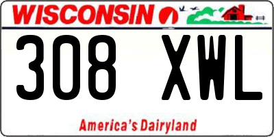 WI license plate 308XWL