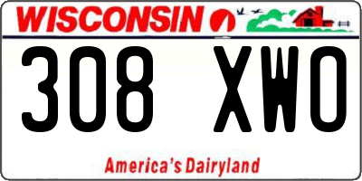 WI license plate 308XWO