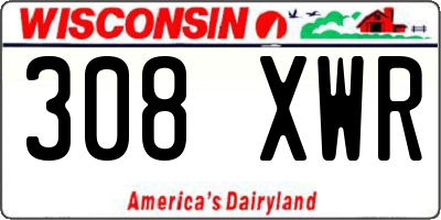 WI license plate 308XWR