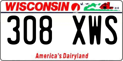 WI license plate 308XWS