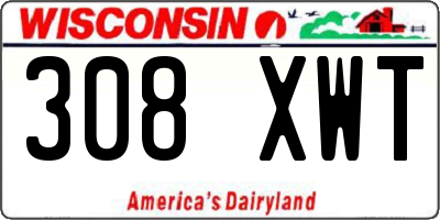 WI license plate 308XWT
