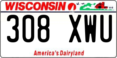 WI license plate 308XWU