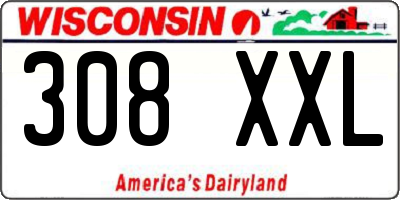 WI license plate 308XXL