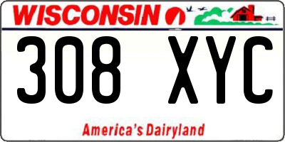 WI license plate 308XYC
