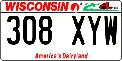 WI license plate 308XYW