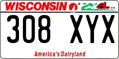 WI license plate 308XYX