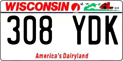 WI license plate 308YDK