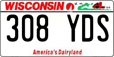 WI license plate 308YDS