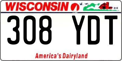WI license plate 308YDT