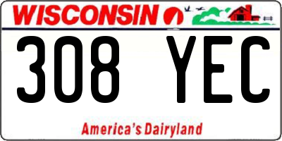 WI license plate 308YEC