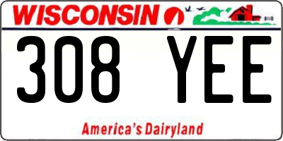 WI license plate 308YEE