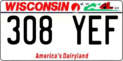 WI license plate 308YEF