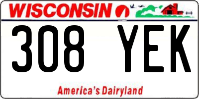 WI license plate 308YEK