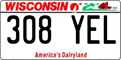 WI license plate 308YEL