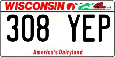 WI license plate 308YEP