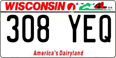 WI license plate 308YEQ