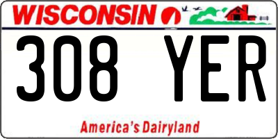 WI license plate 308YER