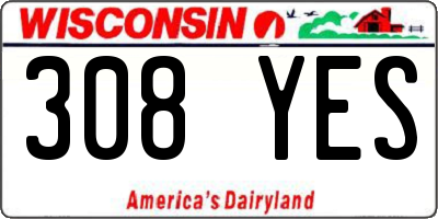 WI license plate 308YES
