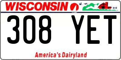 WI license plate 308YET