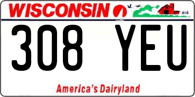 WI license plate 308YEU