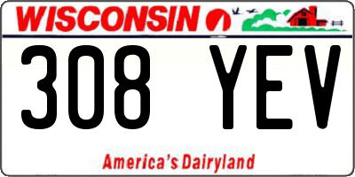WI license plate 308YEV