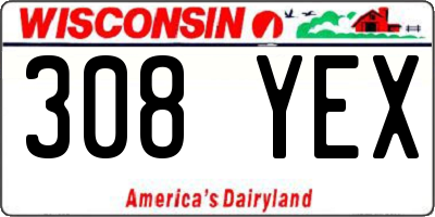 WI license plate 308YEX