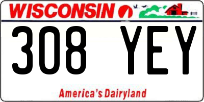 WI license plate 308YEY