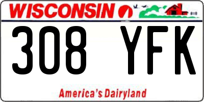 WI license plate 308YFK