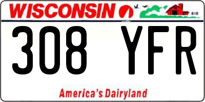 WI license plate 308YFR