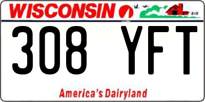 WI license plate 308YFT