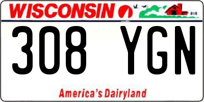 WI license plate 308YGN