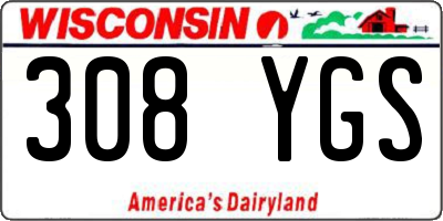 WI license plate 308YGS