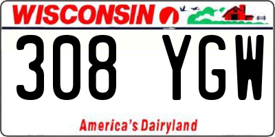 WI license plate 308YGW