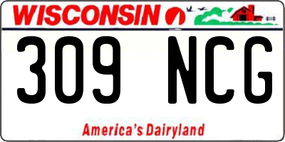 WI license plate 309NCG