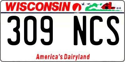 WI license plate 309NCS