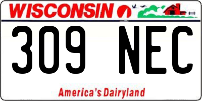 WI license plate 309NEC