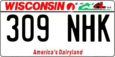 WI license plate 309NHK