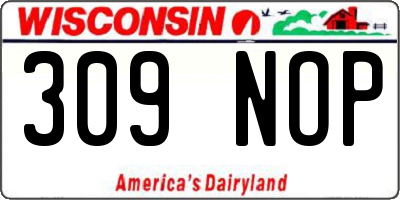 WI license plate 309NOP
