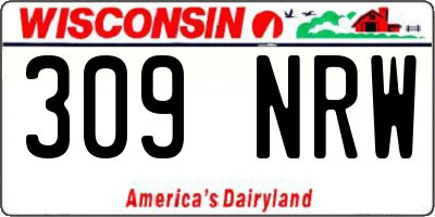 WI license plate 309NRW