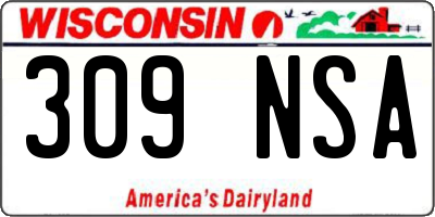WI license plate 309NSA