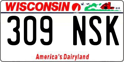 WI license plate 309NSK