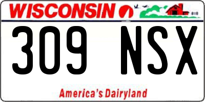 WI license plate 309NSX