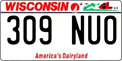 WI license plate 309NUO